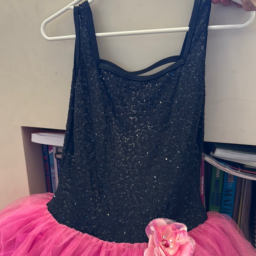 Elegant Black and Pink High Low Dress